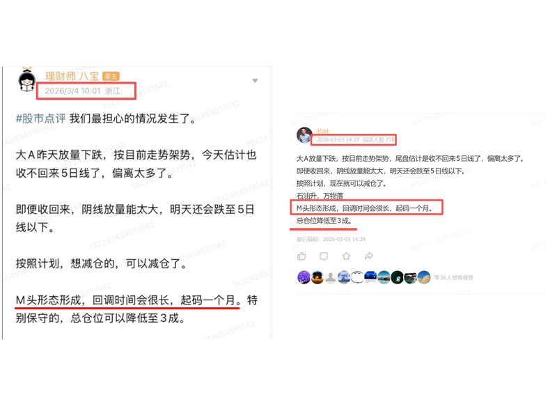 关于3月4日大盘减仓与逃顶的粘贴证据